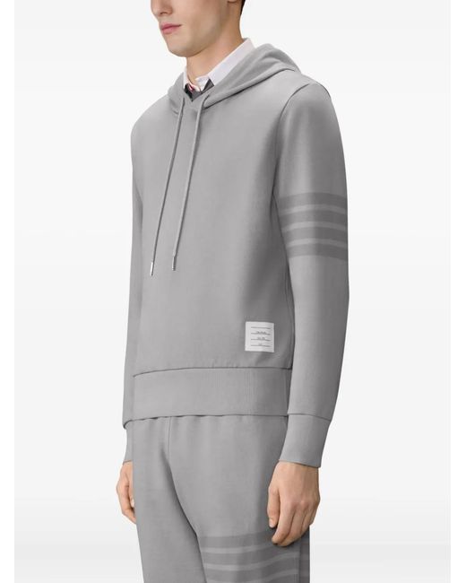 Thom Browne Gray Loopback Four-Bar Hoodie for men