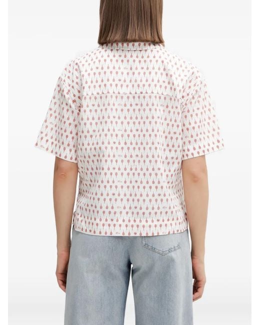 Lacoste Blue Tennis-Racket-Print Short-Sleeve Shirt