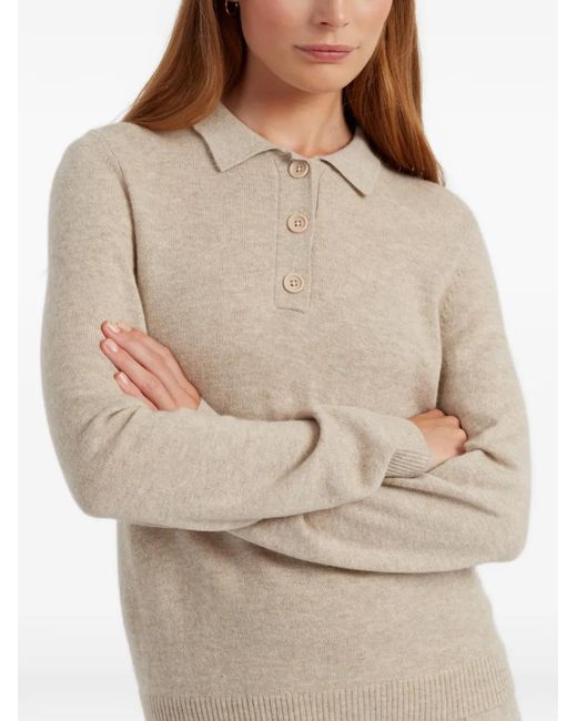 Chinti & Parker Natural Long-Sleeved Polo Sweater