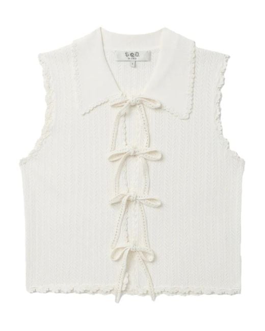 Sea スカラップ トップ White