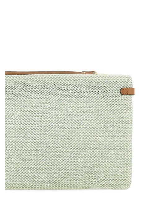 Gianni Chiarini Gray Small Hermy Straw Clutch Bag