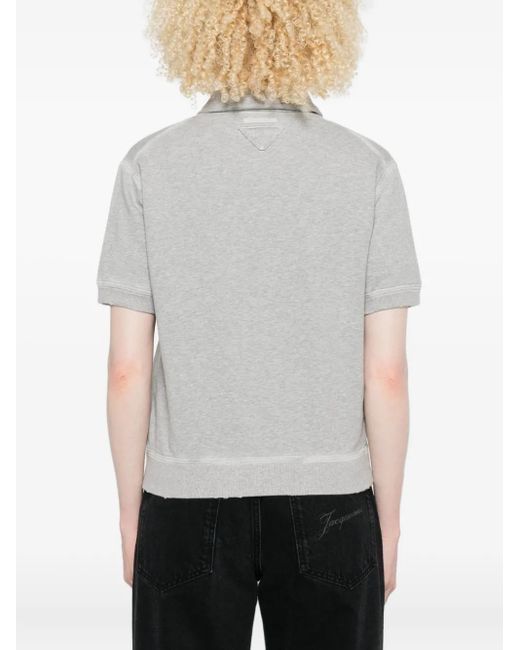 Prada Gray Poloshirt mit Logo-Print