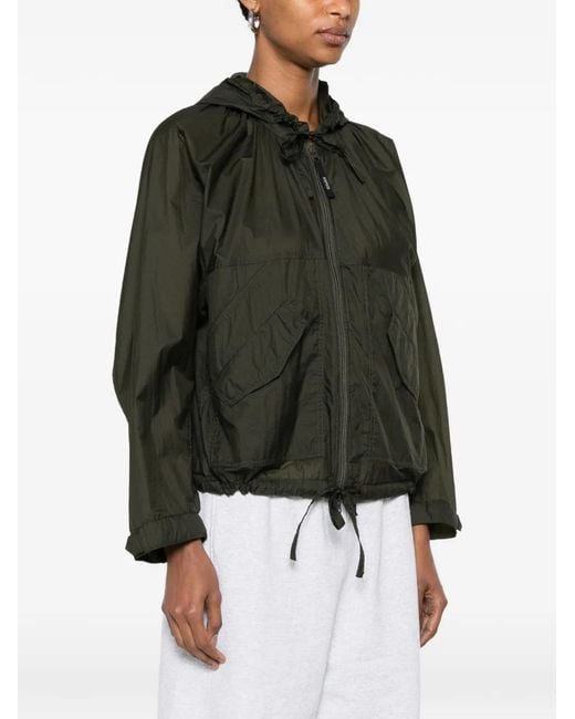 Aspesi Green Drawstring-Hooded Zip-Up Jacket