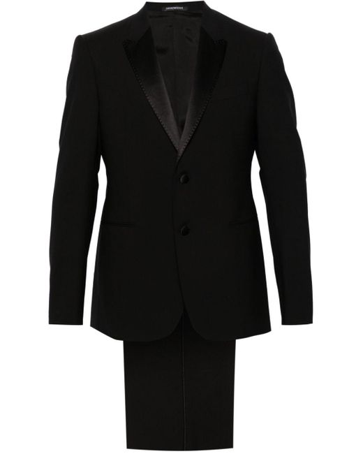 Costume en laine vierge mélangée à simple boutonnage Emporio Armani pour homme en coloris Black