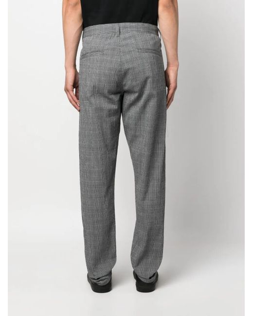 Aspesi Gray Plaid-Pattern Tailored Trousers for men