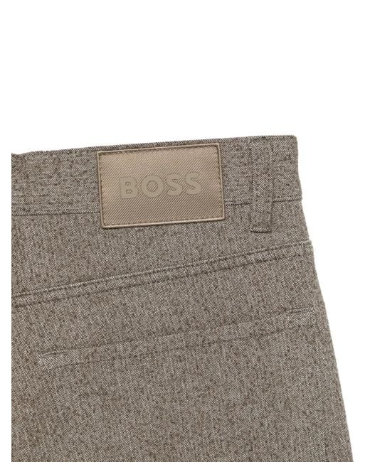 Boss Gray Logo-Button Trousers for men