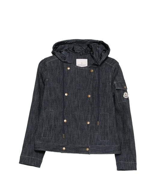 Moncler Black Double-Breasted Hooded Jacket
