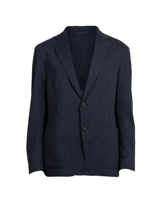 Fradi Blue Seersucker Single-Breasted Blazer for men