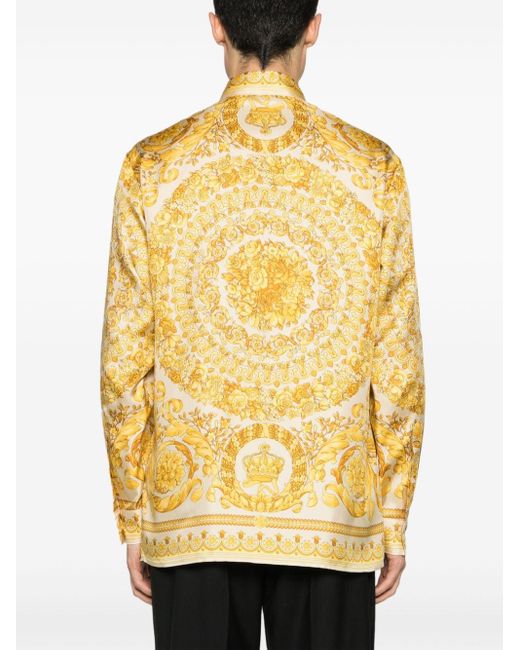 Versace Overhemd Met Barokprint in het Yellow voor heren