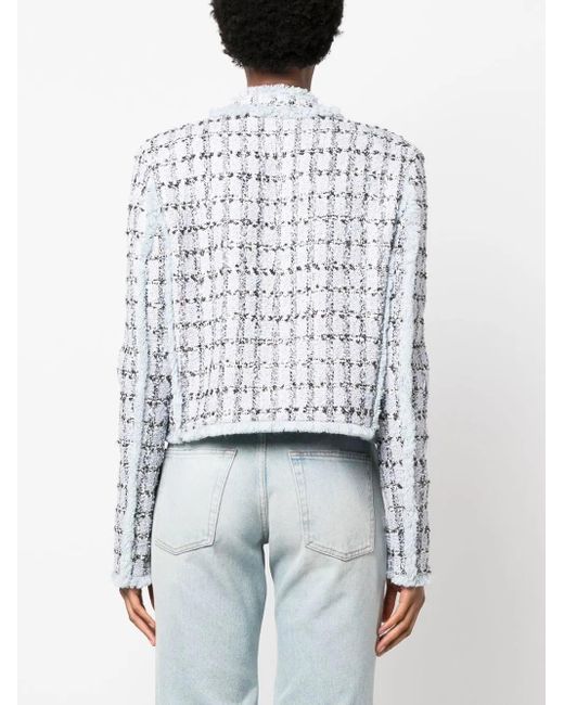 Philipp Plein Blue Single-Breasted Tweed Blazer