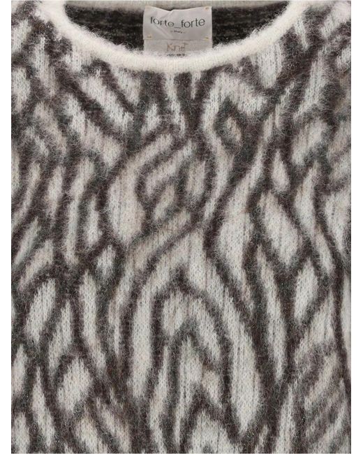 Forte_forte Gray Plumes De Heron Jacquard-Knit Sweater