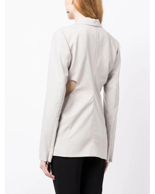 Low Classic White Single-Breasted Cut-Out Wool Blazer