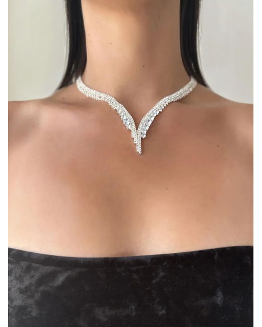 Collar con aplique de cristales Hzmer Jewelry de color White