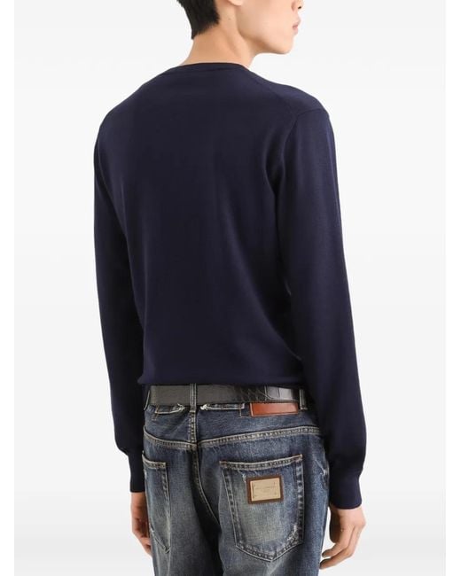Dolce & Gabbana Blue Virgin-Wool Pullover for men