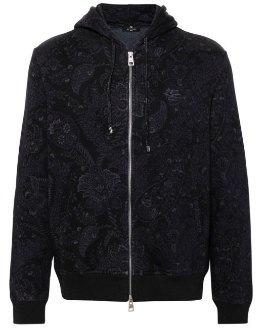 Etro Black Paisley-print Hoodie for men