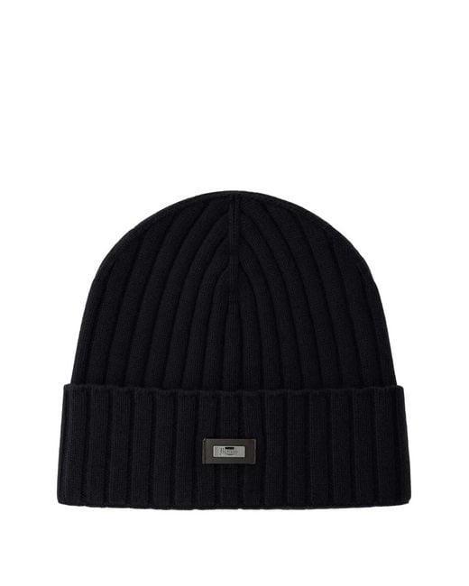 Herno Gerippte Beanie in Black für Herren