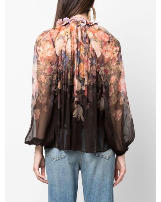 Blusa con estampado floral Zimmermann de color Brown