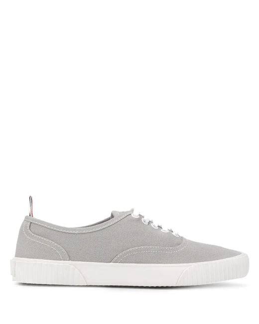 Thom Browne White Heritage Canvas Sneakers