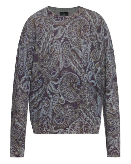 Etro Gray Patterned Sweater for men
