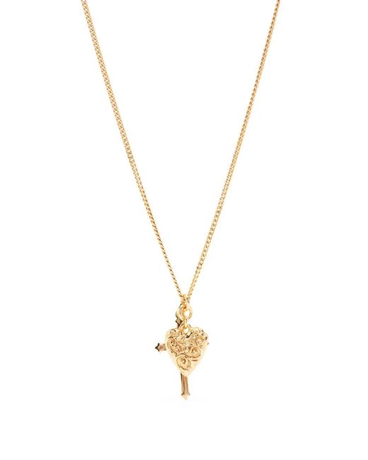 Emanuele Bicocchi Metallic Cross And Arabesque Heart Pendant