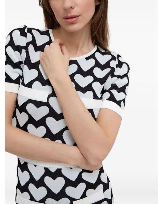 Silvian Heach White Heart-Print Short-Sleeve Mini Dress
