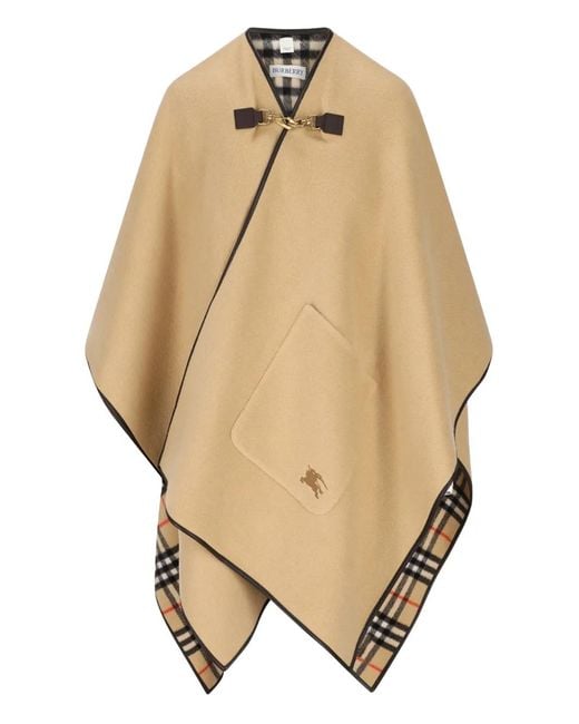 Burberry Natural Checked Patch-Pocket Cape