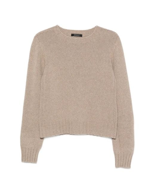 Aragona Natural Long-Sleeve Ribbed-Knit Sweater