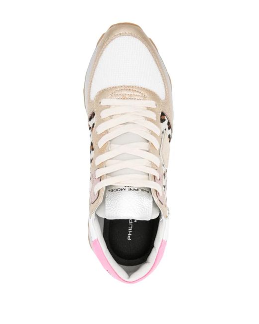 Philippe Model White Tropez Haute Leopard-Print Sneakers