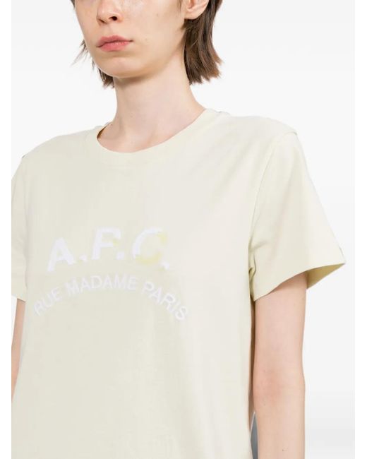 A.P.C. White Logo-Embroidered T-Shirt