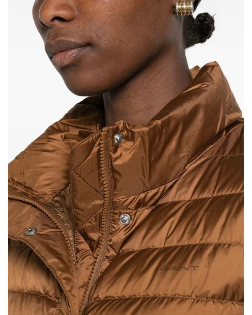 Gant Brown Quilted High-Neck Jacket