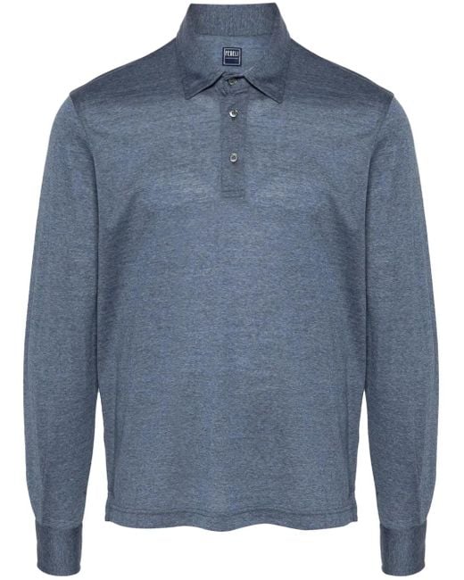 Fedeli Wollen Poloshirt in het Blue voor heren
