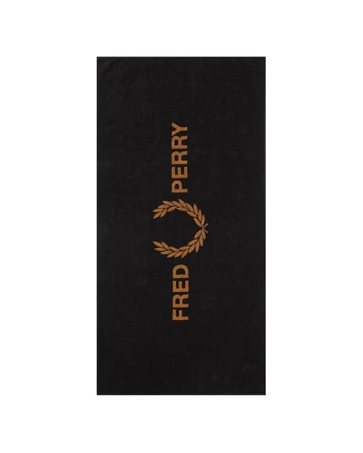 Fred Perry Black Laurel Wreath Logo-Print Towel