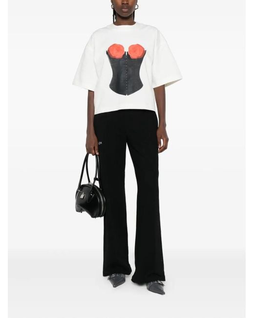 Hamza White Corset-Print T-Shirt