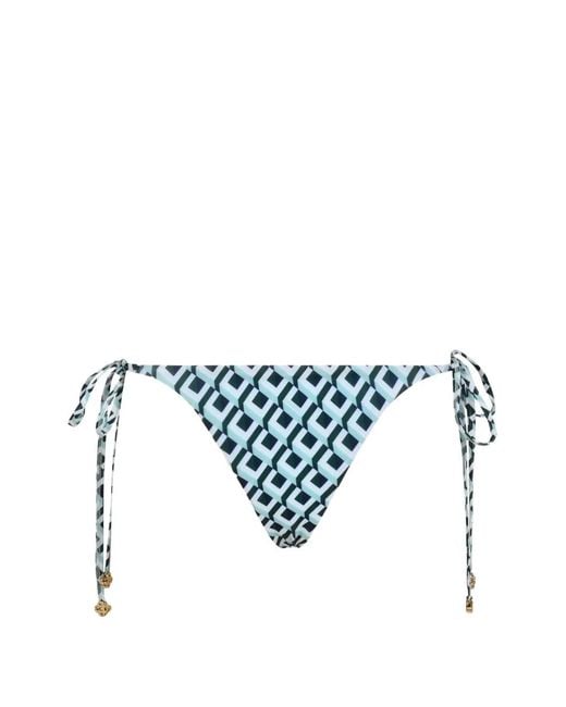 Casablanca White Cubist Cc Monogram Ssring Beaded Bikini Bottom