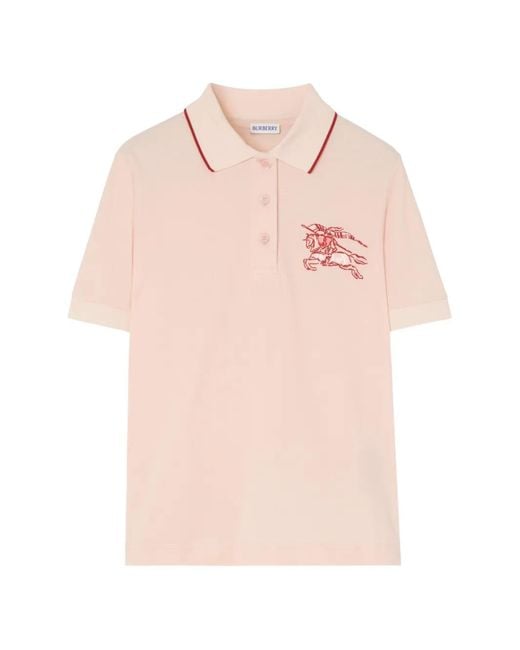 Burberry Pink Heart Knight Cotton Polo Shirt