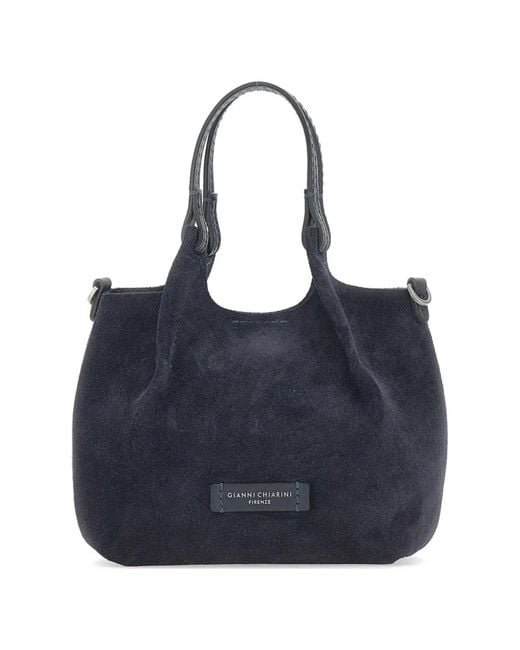 Gianni Chiarini Blue Dua Suede Tote Bag