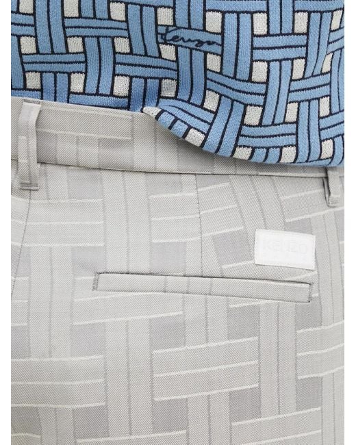 KENZO Blue Weave Flared Trousers