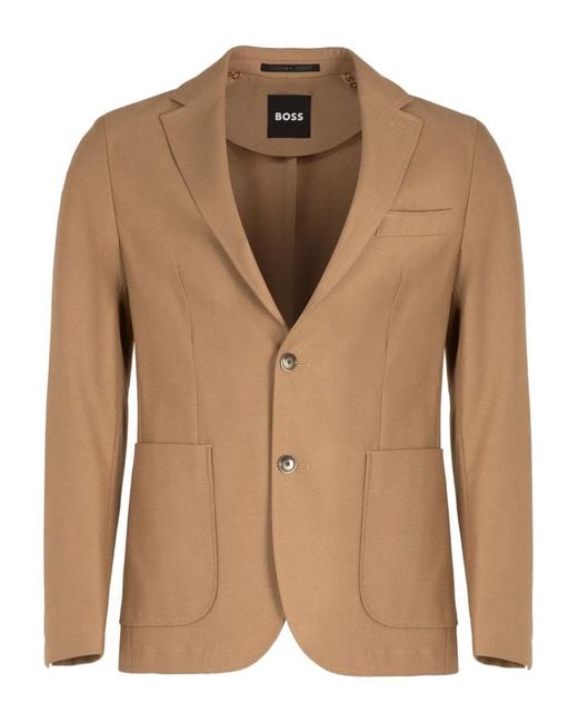 Boss Brown Double-Breasted Two-Pocket Blazer for men