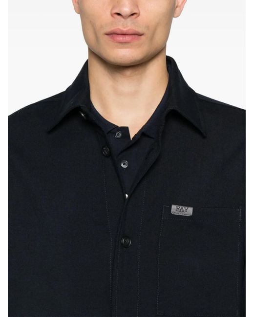 Fay Black Wool Overshirt for men