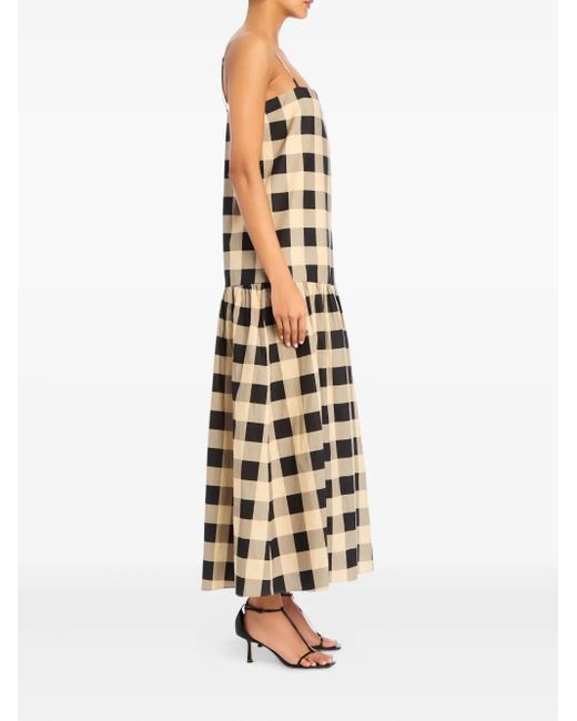 SER.O.YA Natural Aydan Gingham Tiered Maxi Dress
