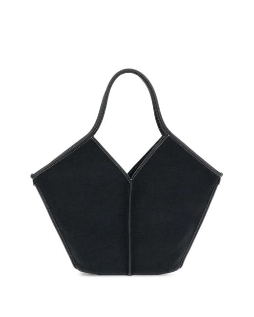 Hereu Black Calella Leather-Trim Tote Bag