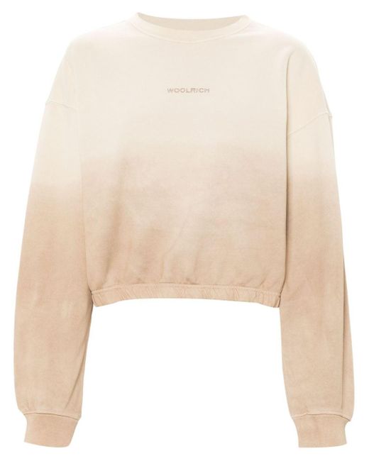 Woolrich Natural Logo-embroidered Cropped Sweatshirt