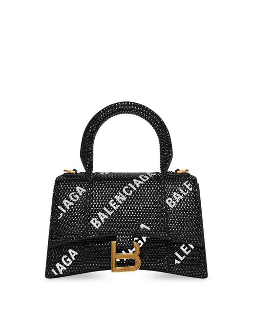 Balenciaga Xs Hourglass Crystalembellished Tote Bag in Black Lyst
