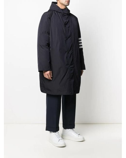 Thom Browne Blue Downfill Hooded Football 4-Bar Parka for men