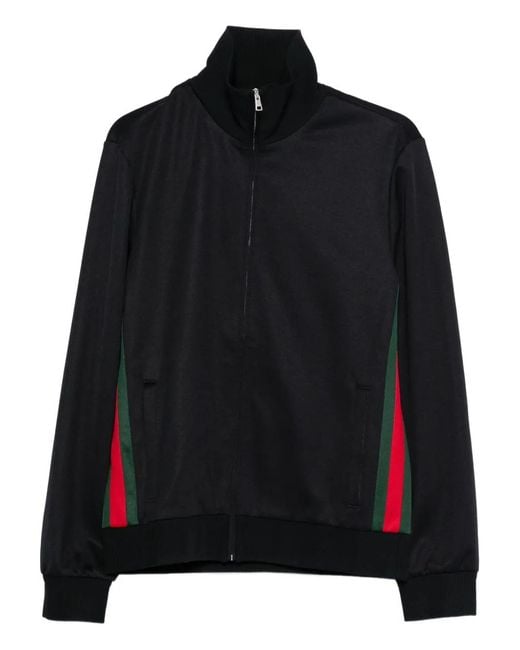 Gucci Stripe Zip-Fastening Sweatshirt in Black for Men | Lyst