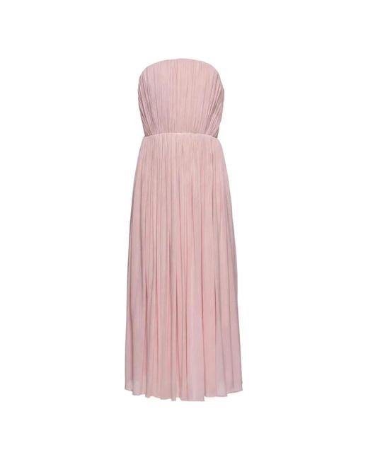 Magda Butrym Pink Pleated Strapless Midi Dress