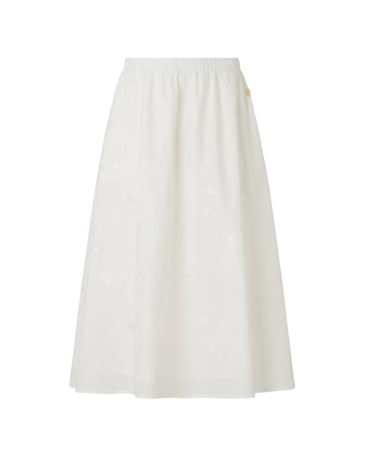 Conte Of Florence White Elastic-Waistband Midi Skirt