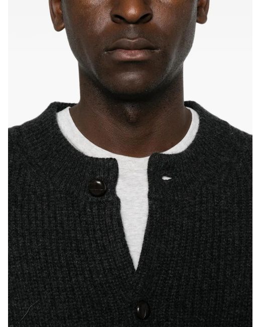 Isabel Marant Black Mael Ribbed-Knit Button-Up Cardigan for men