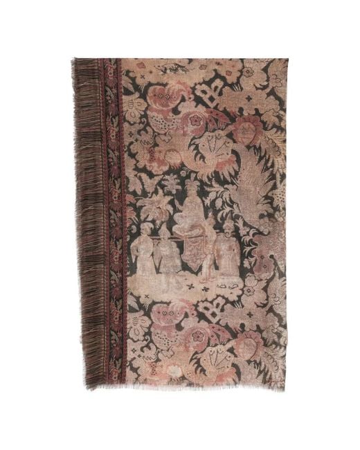 Pierre Louis Mascia Brown Jacquard-Woven Fringed Scarf