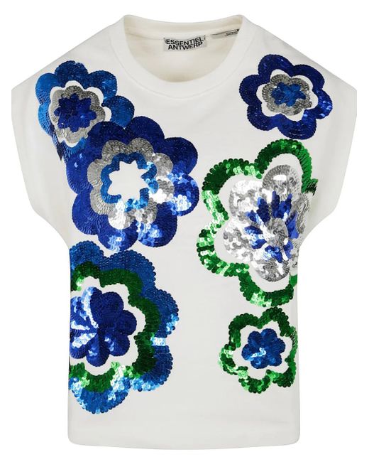 Essentiel Antwerp スパンコール Tシャツ Blue